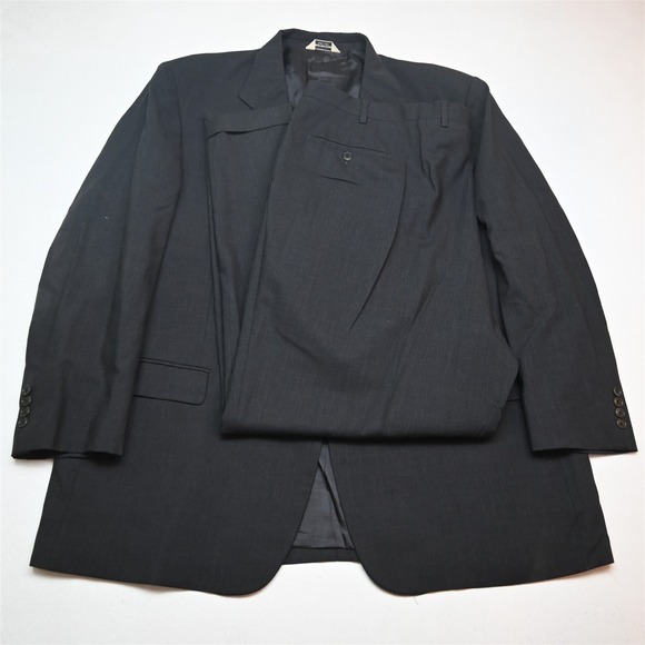 Pronto Uomo 52L 46x32 Gray 100% Wool Italy Made Mens Jacket Pants Suit